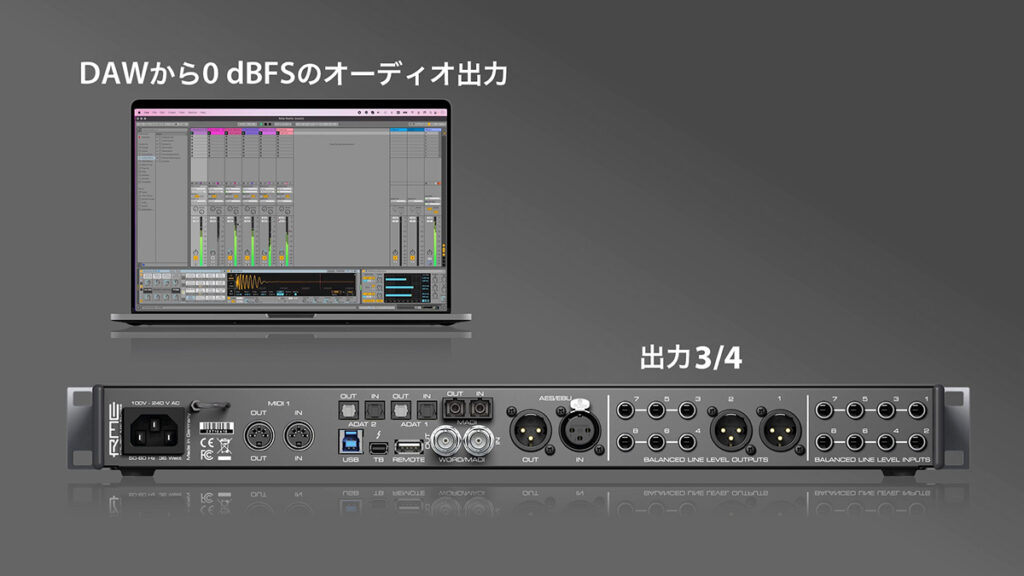 DAWから0 dBFSに近いオーディオ信号を出力