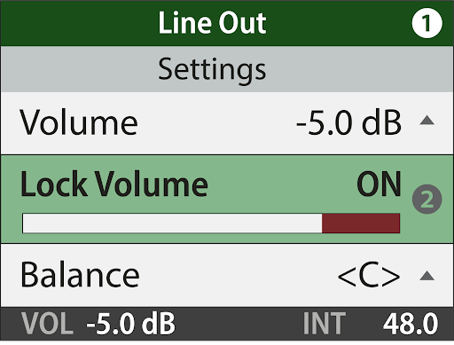 レベルを調節してLock VolumeをON