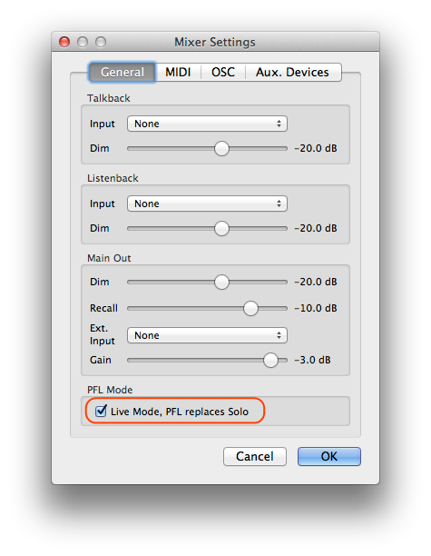 TotalMix Settings画面