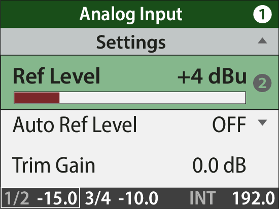 Ref Levelを+4 dBuに設定