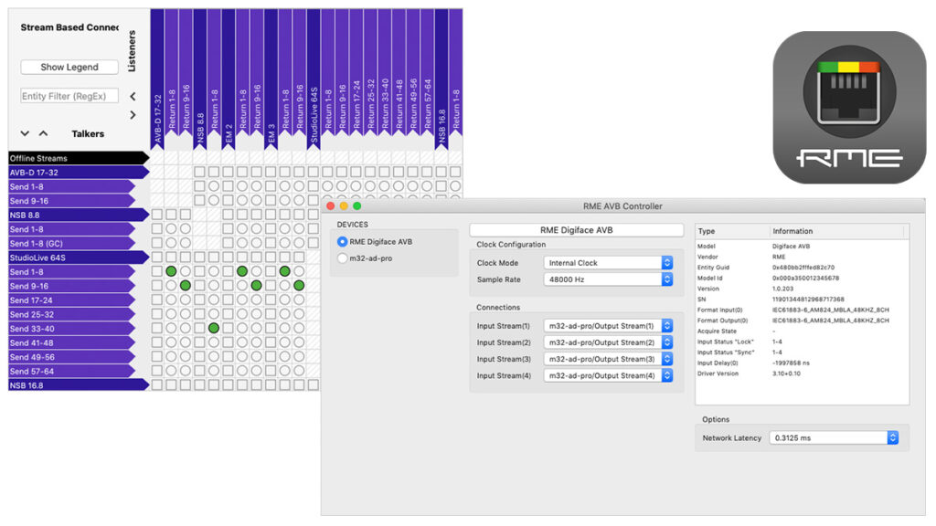 AVBコントローラー・ソフトRME Digiface AVBとHive