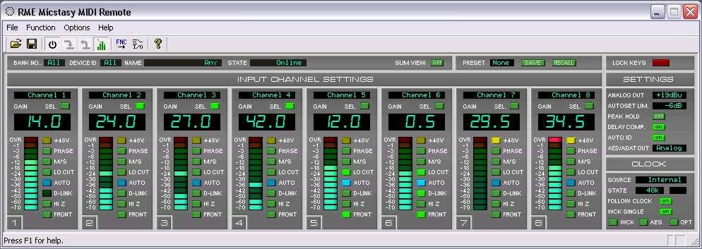 RME MIDI Remoteソフトウェア