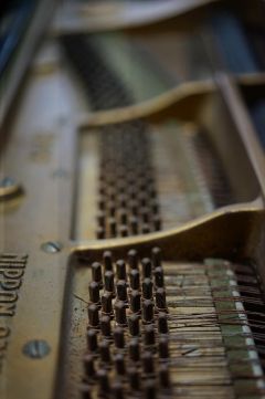 弦が切れていたり、錆びていたり、ホコリなどもそのままになっているピアノ