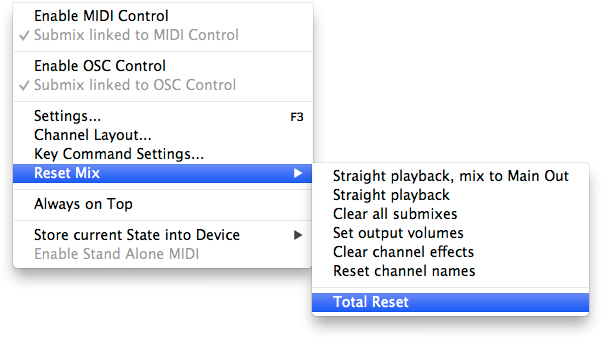 TotalMix FXをリセット