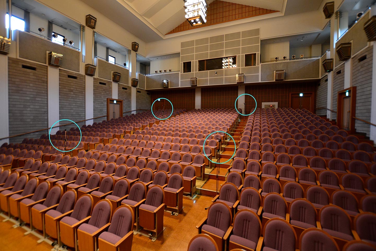 客席の4本のマイクロフォンは “フィールド” を担当