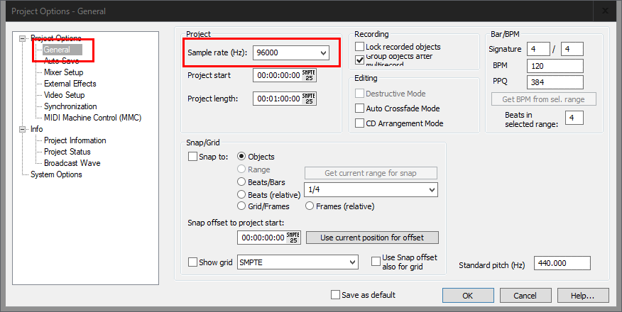 サンプル・レートを選択
