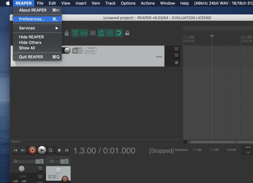 「Preferences…」を選択