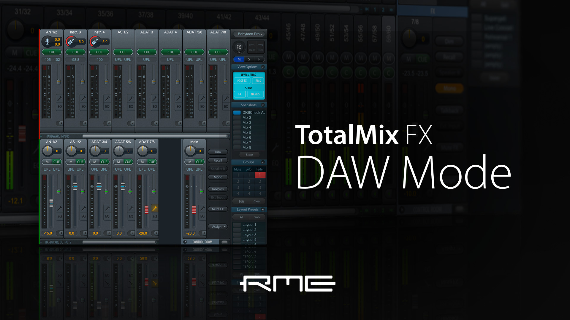 RME TotalMix FX 「DAWモード」 - ルーティング機能を持たないシンプルなインターフェイス・モード