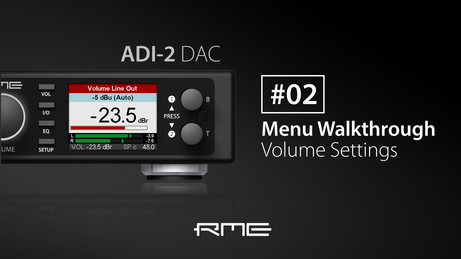 RME ADI-2 DAC FSのトップ画面 - ダーク・ボリューム、アナライザー、ステータス