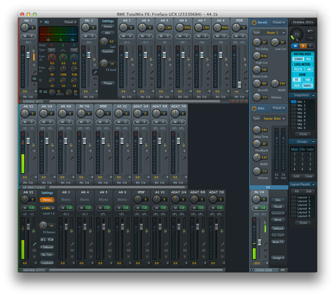 TotalMix FX ver 0.99 新しいデザインと新機能